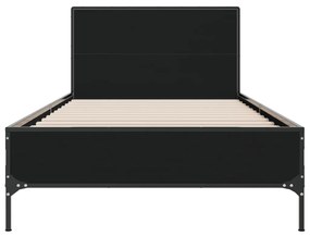 Giroletto nero 90x200 cm in legno multistrato e metallo