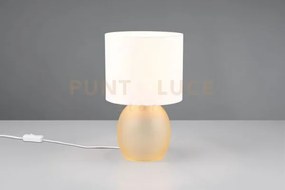 Vela lampada da tavolo base vetro ambra con paralume bianco h. 29cm...