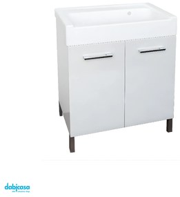 Xilon "Lavarredo" Mobile Lavatoio Da 90x50 In Legno Melaminico Finitura Bianco Opaco/Lucido