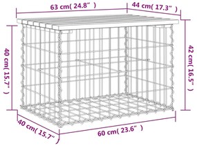 Panca da Giardino Design Gabbione 63x44x42 cm Massello Douglas