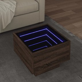 Tavolino Con Led Rovere Marrone 40x40x30cm İn Legno Multistrato /