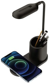 Lampada da tavolo LED LED/3W/5V con ricarica wireless nero