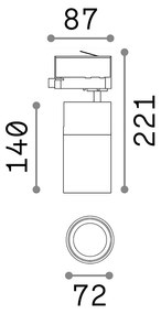 Proiettore Cilindrico Quick Alluminio Bianco Led 21W 3000K On-Off Cri90