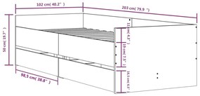 Giroletto con Cassetti Rovere Sonoma 100x200 cm