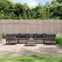 Set Divani da Giardino 8 pz con Cuscini Antracite in Polyrattancod mxl 100569