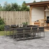 Set da Pranzo da Giardino 9 pz con Cuscini in Polyrattan Grigio 3211460