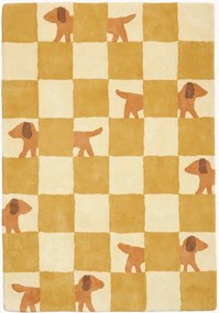 Tappeto per bambini fatto a mano con motivo a quadri Walter Ochre Checkered, varie misure