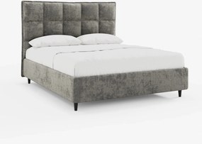 AURO letto imbottito con vano contenitore e testiera capitonné alta in ciniglia Oeko-Tex®