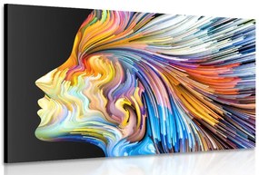 Quadro su tela – Profilo colorato di volto femminile