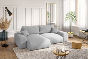 Divano angolare variabile in velluto a coste grigio chiaro Justin - Ropez