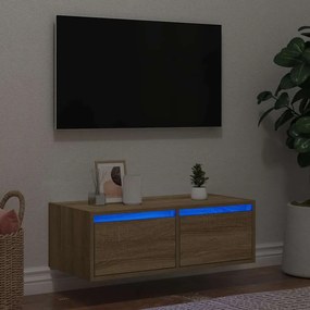Mobile Porta Tv Con Luci Led Rovere Sonoma 75x35,5x25 Cm /