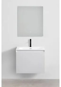 Set Mobili Da Bagno In Legno Macrae Con Lavabo Integrato Bianco & Rectangular Led (60x70) Tasmin & Nero ↑20 Cm Con Valvola Di - Sklum