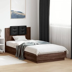 Giroletto con testiera e led rovere marrone 90x200 cm