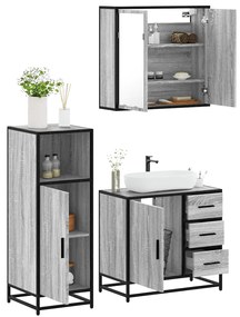 Set Mobili Da Bagno 3 Pz Grigio Sonoma İn Legno Multistrato /