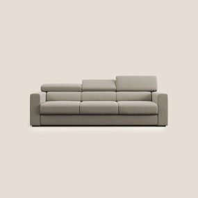 Dylan divano a 3 sedute con pouf estraibile poggiapiedi in tessuto simil cotone impermeabile T13 panna