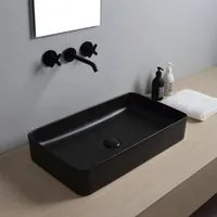 Lavabo d'appoggio bordo sottile Nero Ceramica nero opaco 61x35xh.11 cm