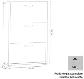 SPINE - scarpiera 3 ante a ribalta