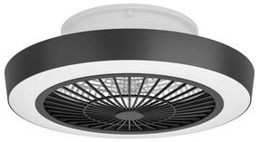 Plafoniere Ventilatore Sazan Acciaio E Abs Bianco-Nero Diff Acrilico Bianco