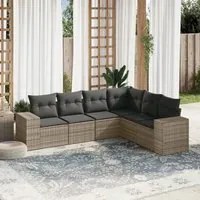 Set Divano da Giardino 6 pz con Cuscini Grigio in Polyrattancod mxl 89211