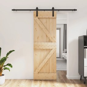 Porta Scorrevole Con Set Hardware 70x210 Cm Legno Massello Pino /