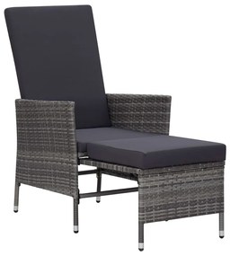 Set divani da giardino 3 pz con cuscini in polyrattan grigio