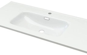 Lavabo da appoggio New a incasso rettangolare in ceramica L 100 x P 46 x H 1.8 cm bianco