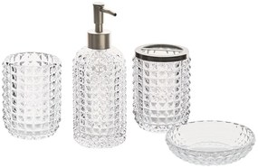 Set di 4 accessori bagno vetro trasparente e argento TAPIA Beliani