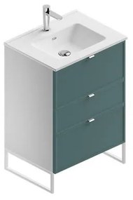 Mobile sottolavabo e lavabo Quadra per vasca centrale bianco/mirto in mdf L 60 x H 93 x P 46 cm 3 cassetti