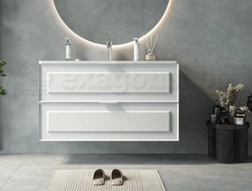 Mobile bagno bianco opaco 82x47 Dublino con lavabo in ceramica due cassetti con cornice