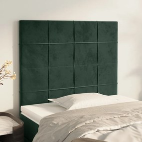 Testiera 2 pz verde scuro 90x5x78/88 cm in velluto