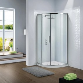 Box doccia con ingresso angolare scorrevole Slimline quadrante L 100 x L 100 x H 195 cm in vetro, sp. 6 mm vetro senza finitura / trasparente cromo