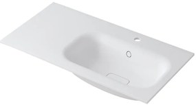 Lavabo a incasso rettangolare vasca a destra L 90.5 x H 15 x P 46 cm in resina bianco lucido