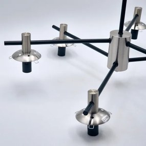 Lampadario a sospensione con supporto rigido LILOU 6xE14/5W/230V cromo opaco/fumé