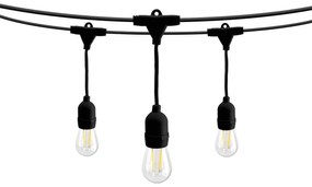 Catenaria IP65 da 10m con 10 Portalampada E27 Nero