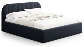 Letto matrimoniale imbottito blu scuro con contenitore con rete inclusa 140x200 cm Juno – Windsor & Co Sofas