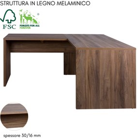 Scrivania Ufficio Angolare Pc Tavolo Porta Computer 2 Ripiani in Legno Rovere  cm 160/178x68x74