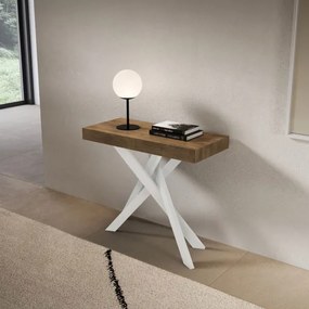 Consolle allungabile Libo - Noce gambe bianche 90x40/300 cm