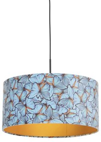 Lampada a sospensione con paralume in velluto farfalle con oro 50 cm - Combi