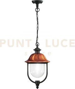 Sospensione venezia nera e rame 1 luce attacco e27 ip44 25x110cm