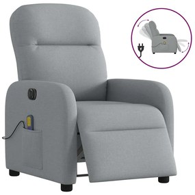 Poltrona Reclinabile Massaggio Elettrica Grigio Chiaro Tessuto /