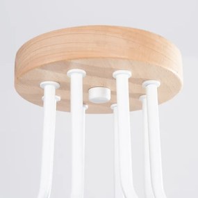 Sollux SL.1667 - Lampadario a plafone TIMBO 8xE27/15W/230V bianco/beige/faggio