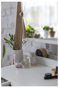 Comodino bianco con cassetto e specchio Leno - Ragaba