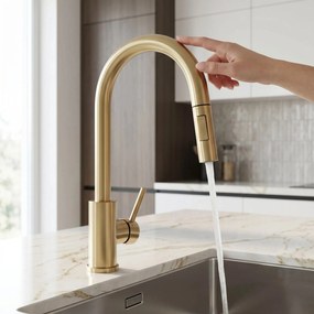 Rubinetto da cucina Rea Fresh Touch Brush Gold