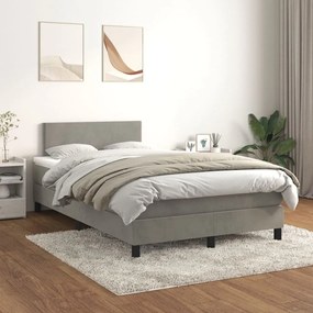 Giroletto A Molle Con Materasso Grigio Chiaro 120x200cm Velluto /