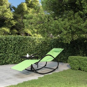 Lettino Prendisole A Dondolo İn Acciaio E Textilene Verde /