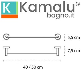 Kamalu - portasalvietta barra 40 cm in acciaio inox e dettagli in abs bianco | nico-b