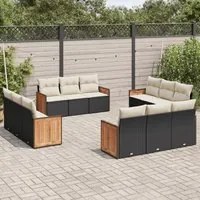 Set Divani da Giardino 12 pz con Cuscini Nero in Polyrattancod mxl 116315