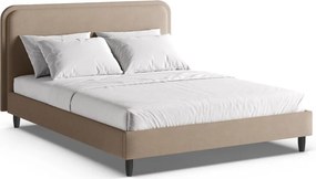 Letto matrimoniale imbottito greige con rete inclusa 140x200 cm Aveline – Micadoni