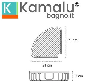 Kamalu - mensola a griglia angolare con bordi alti in acciaio inox finitura satinata | ka20s