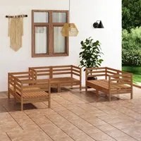 Set Divani da Giardino 6 pz Miele in Legno Massello di Pino 3082585